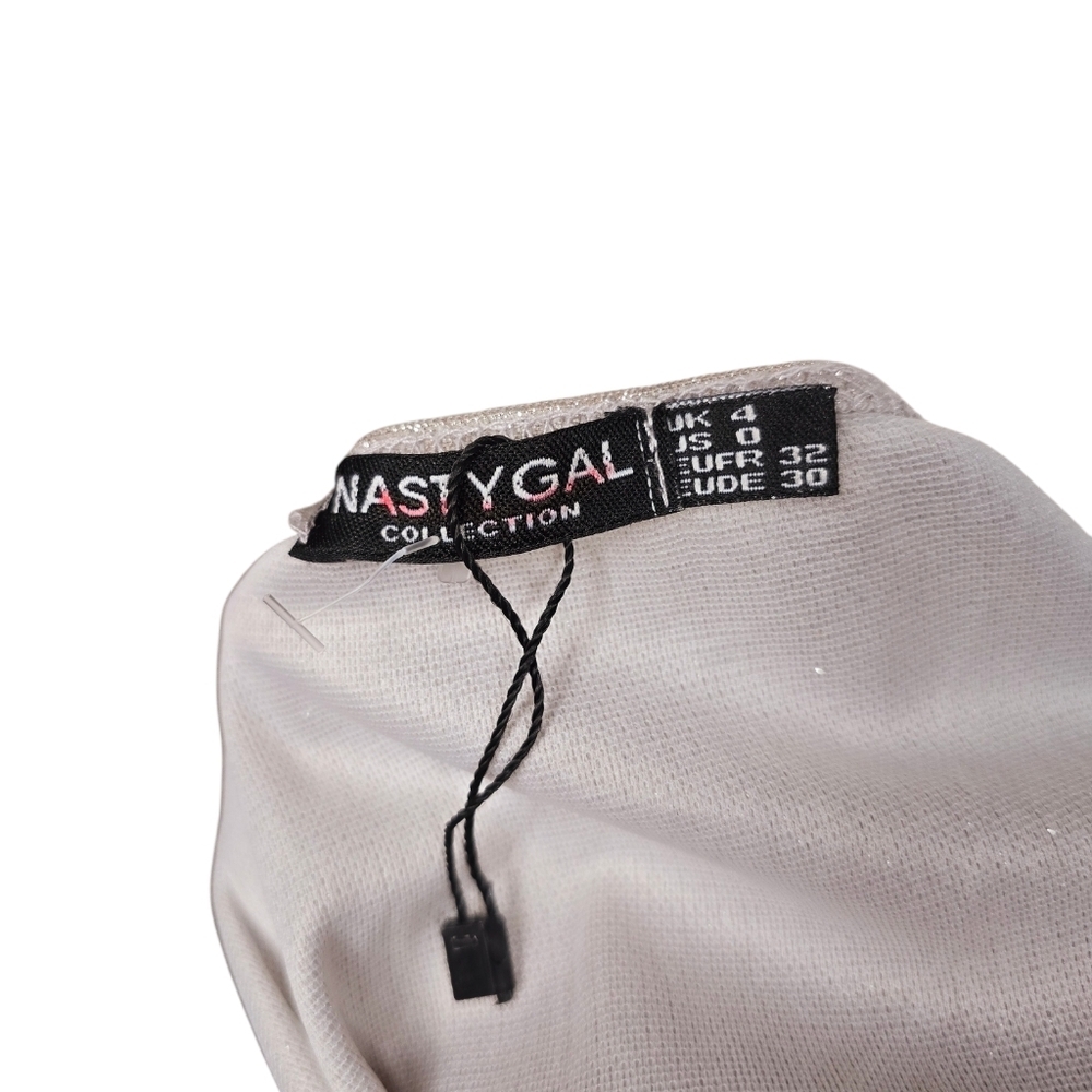 Nasty Gal Metallic Gray Shimmer Cowl Neck Slip Dress 0 - Picture 5 of 6
